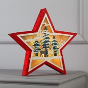 Фигура световая 'Звезда и новогодний лес', 30х30х5, ААА*2, 6LED, ТЁПЛОЕ БЕЛОЕ фото