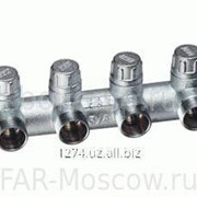 Коллектор запорный проходной Multifar, ВР-НР 1" с 4 отводами М24х19, хромированный, артикул FK 3906 C1