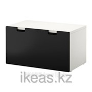 Скамья с ящиком, белый, черный СТУВА фото