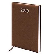Ежедневник датированный 2020 А5 Brauberg "Profile", фактурная кожа, коричневый,129707