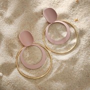 Серьги 'Модерн' двойные кольца, цвет светло-розовый в золоте фото