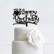 Топпер на торт Happy Birthday 13х18 см, цвет черный фото