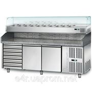 Холодильный стол для пиццы 2,0 м x 0,8 м и с 2 дверьми и 7 отдельными ящиками (POS + 800 AGS) фотография
