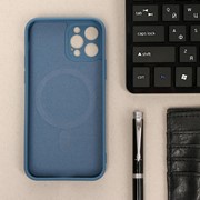 Чехол LuazON для iPhone 12 Pro, поддержка MagSafe, силиконовый, темно-синий фото