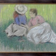 Картина Дама и ребенок на траве, Зандоменеги, Федерико фото
