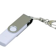 Флешка с поворотным механизмом, c дополнительным разъемом Micro USB, 64 Гб, белый фото