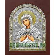 Beltrami Семистрельная Богородица, серебряная икона с позолотой в деревянной рамке, на магните Высота иконы 20 см фото