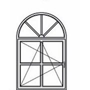Арочное окно с крестовыми перекладинами в створке фото