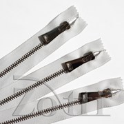 Молния металлическая, №5, белая (никель) - 35 см фото