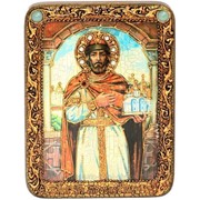 Подарочая икона Святой Благоверный князь Ярослав Мудрый на мореном дубе фото