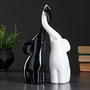 Фигура “Пара слонов“ 9х15х25см чёрный/белый глянец фото
