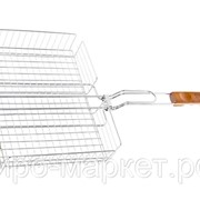 Решетка для барбекю деревянная ручка 420*320*60мм, нержавейка фото