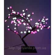 Светодиодное дерево «СНЕЖНЫЕ ШАРИКИ» 60см, бело-розовые фотография