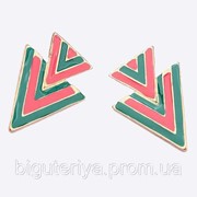 Серьги “Розово-зеленые треугольники“ фото