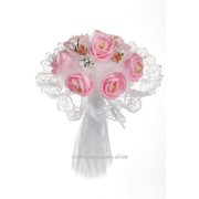Букет для невесты №03, розовый (розы текстиль) фото