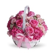 Цветочная корзинка Гламурный розовый фото