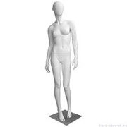 Манекен женский, белый, абстрактный, для одежды в полный рост на квадратной подставке, стоячий прямо, классическая поза. MD-Bingo Type 01F-01M