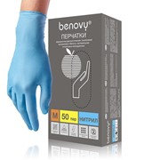 Перчатки BENOVY™ нитриловые 3гр. (50 пар), голубой (XL) фото