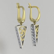 Серьги ERG010046 Сыр?а (Алтын 585) Фианит фото