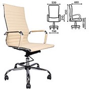 Кресло для руководителя Brabix "Energy EX-509", рециклированная кожа, хром, бежевое