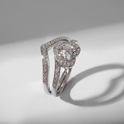 Кольцо 'Сокровище' сердце, цвет белый в серебре, размер 16 фото