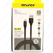 USB Data кабель Awei CL-54 Lightning 1.5m (черный с коричневым) фотография