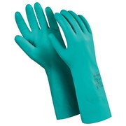 Перчатки нитриловые MANIPULA “Дизель“, хлопчатобумажное напыление, размер 7 (S), зеленые, N-F-06 фотография