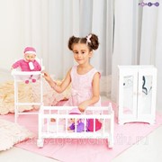 PAREMO Набор кукольной мебели (стул+люлька+шкаф), цвет Белый фотография
