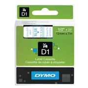 Картридж для принтеров этикеток DYMO D1, 12 мм х 7 м, лента пластиковая, голубой шрифт, прозрачный фон, фото