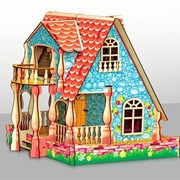 Кукольный домик "Усадьба" (цветной, с мебелью) арт. 162924-R-2DPD