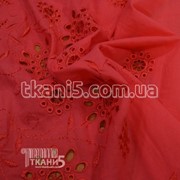 Ткань Батист вышивка ( корал ) 1280 фото