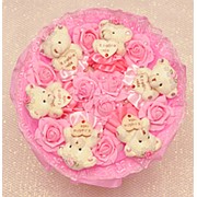 Букет из розочек и плюшевых мишек “Романтика“, розовый фотография