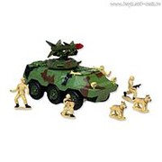 Р/У игрушка "Вездеход с ракетой" MioshiArmy (30см, с фигурками, 4 солдата и 2 собаки, поворот башни,подсветка,звук)