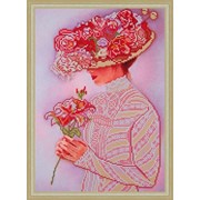 Схема для частичной вышивки бисером - "Дама с цветком"