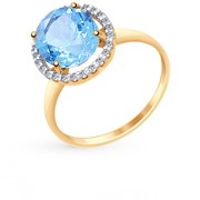 Золотое кольцо с топазами и фианитами SOKOLOV 714967* фотография