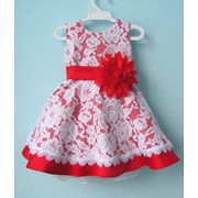 Детское платье красное кружевное фото