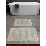 Набор ковриков для ванной Karna LENA вязаный хлопок 50х70, 60х100 бежевый фото