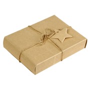 Коробка крафт из рифленого картона 20 х 14,5 х 4см, с декором