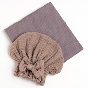 Набор для сауны Экономь и Я полотенце-парео+шапочка, цв.серый, вафля, 100хл, 200 г/м2 фото