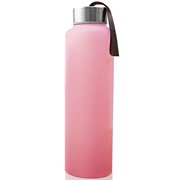 Бутылочка EveryDay Baby Стеклянная бутылочка для воды с защитным силиконовым покрытием, 400 мл, розовый фото