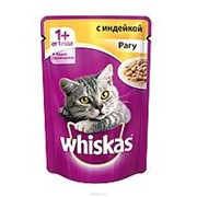Whiskas 85г пауч Влажный корм для взрослых кошек от 1 года Индейка (рагу) фото
