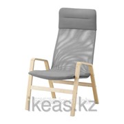 Кресло c высокой спинкой, березовый шпон, серый НОЛЬБИН фотография