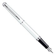Перьевая ручка Waterman Hemisphere White CT, толщина линии F, хром, перо: нержавеющая сталь, бело-серебристый фотография