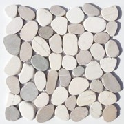 Мозаика из, срезанной с двух сторон, гальки «бело-серо-коричневая» фото