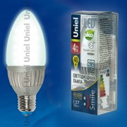 Лампа ALUMINIUM SMILE серия LED-C37-4W/NW/E27/FR ALS01SL пластик фотография