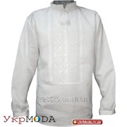 Вышитая сорочка мужская - ручная вышивка белым по белому (00228) фотография