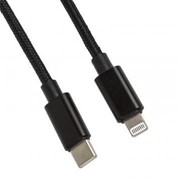 USB-C кабель «LP» Apple Lightning 8 pin Power Delivery 18W в текстильной оплетке (черный/коробка) фото