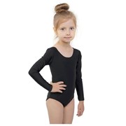 Купальник гимнастический, с длинным рукавом, размер 34, цвет чёрный фото