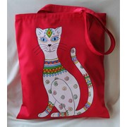 Сумка-торбочка "Кошка" для покупок, материал саржа, авторский рисунок