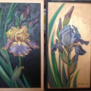 Авторская картина маслом на картоне - “Ирисы“ фото